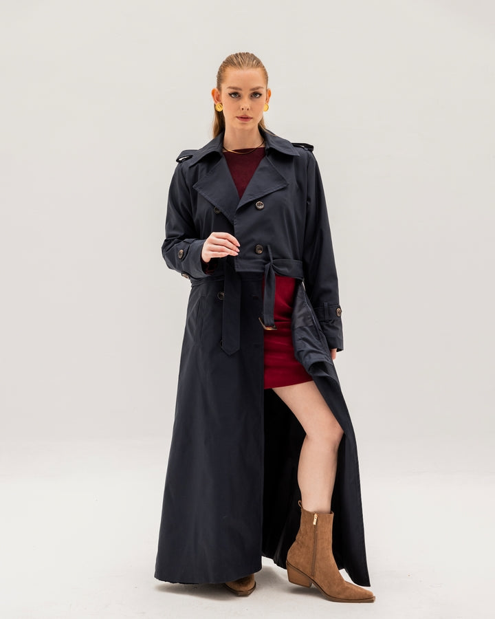 Navy Blue Reversible Trench Coat