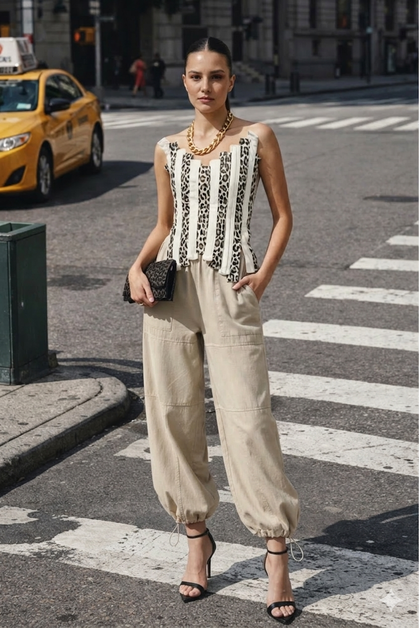 Gabardine balloon pants