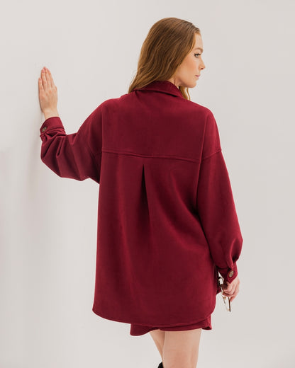 Burgundy Suede Oversized Shirt