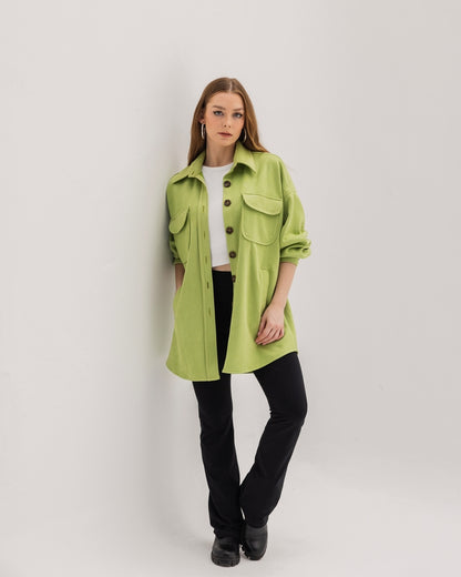 Green Apple Suede Oversized Shirt