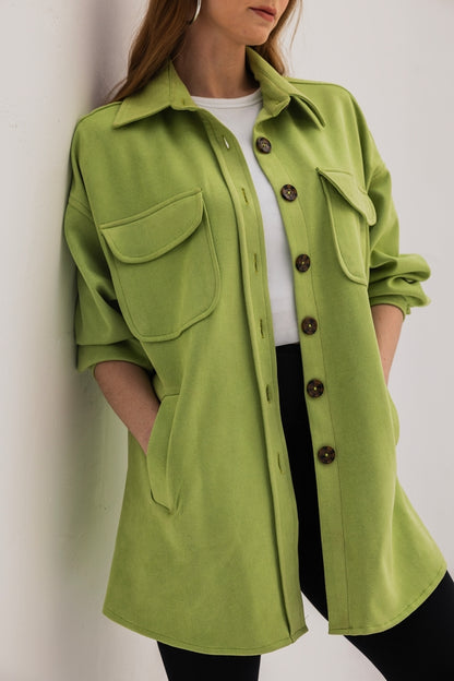 Green Apple Suede Oversized Shirt