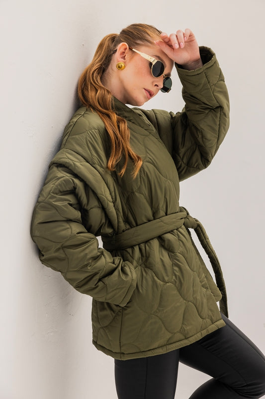 Olive Reversible Puff Jacket