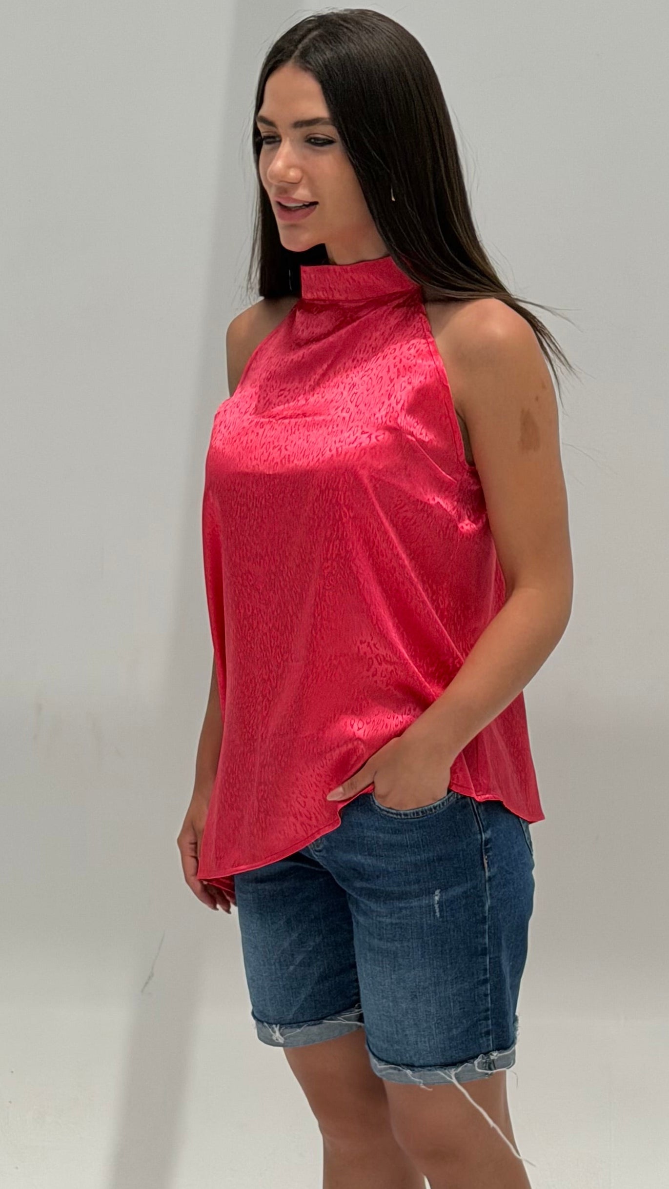 Leopard asymmetrical top
