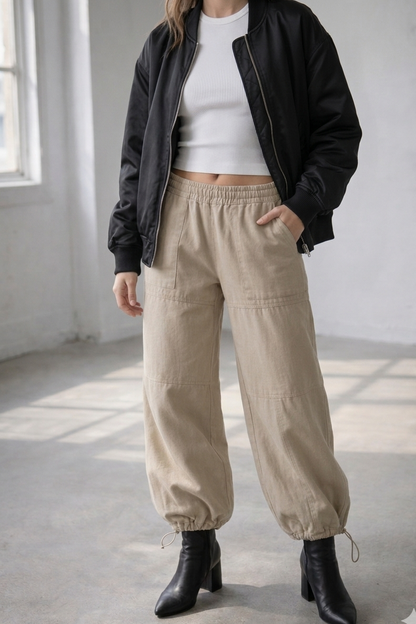 Gabardine balloon pants