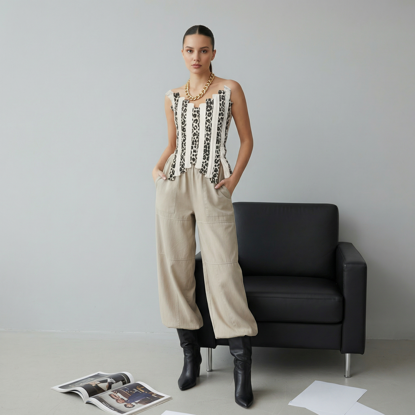 Gabardine balloon pants