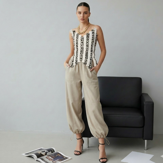 Gabardine balloon pants