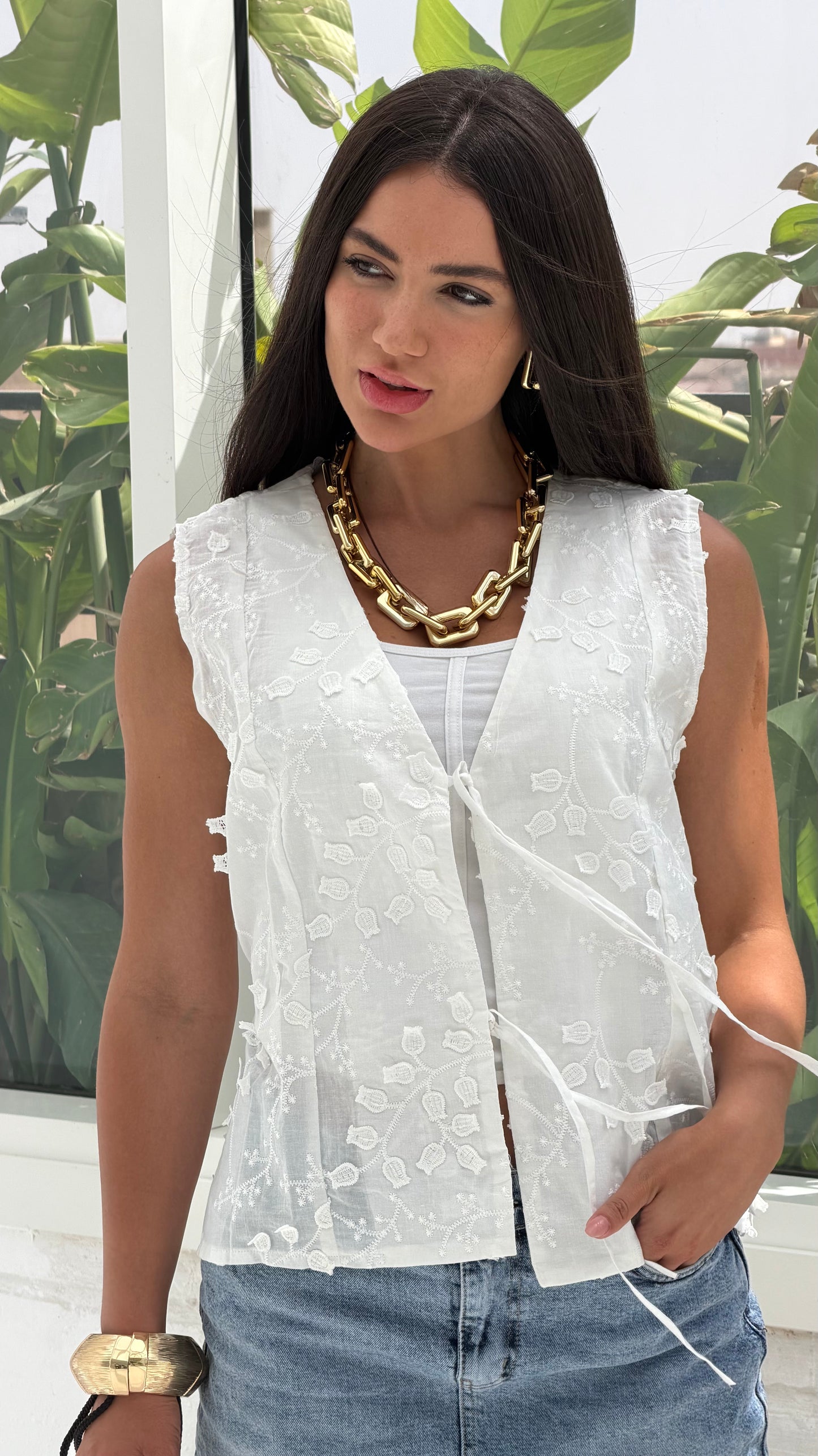White Embroidery Top