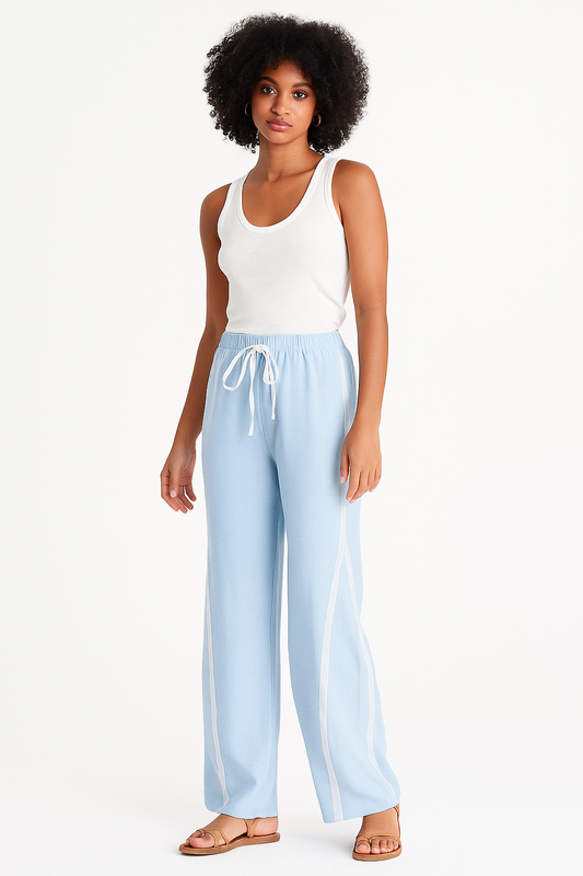 Linen silk striped pants