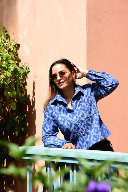 Patterned Denim Shirt