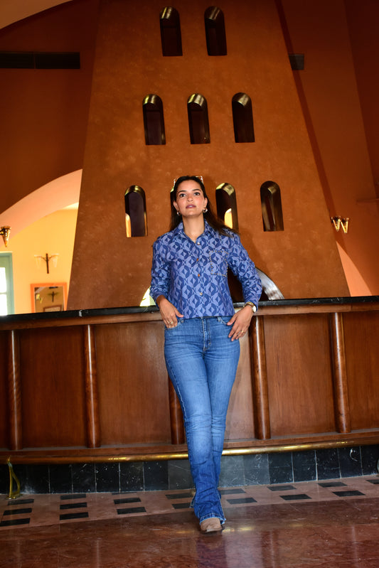 Patterned Denim Shirt