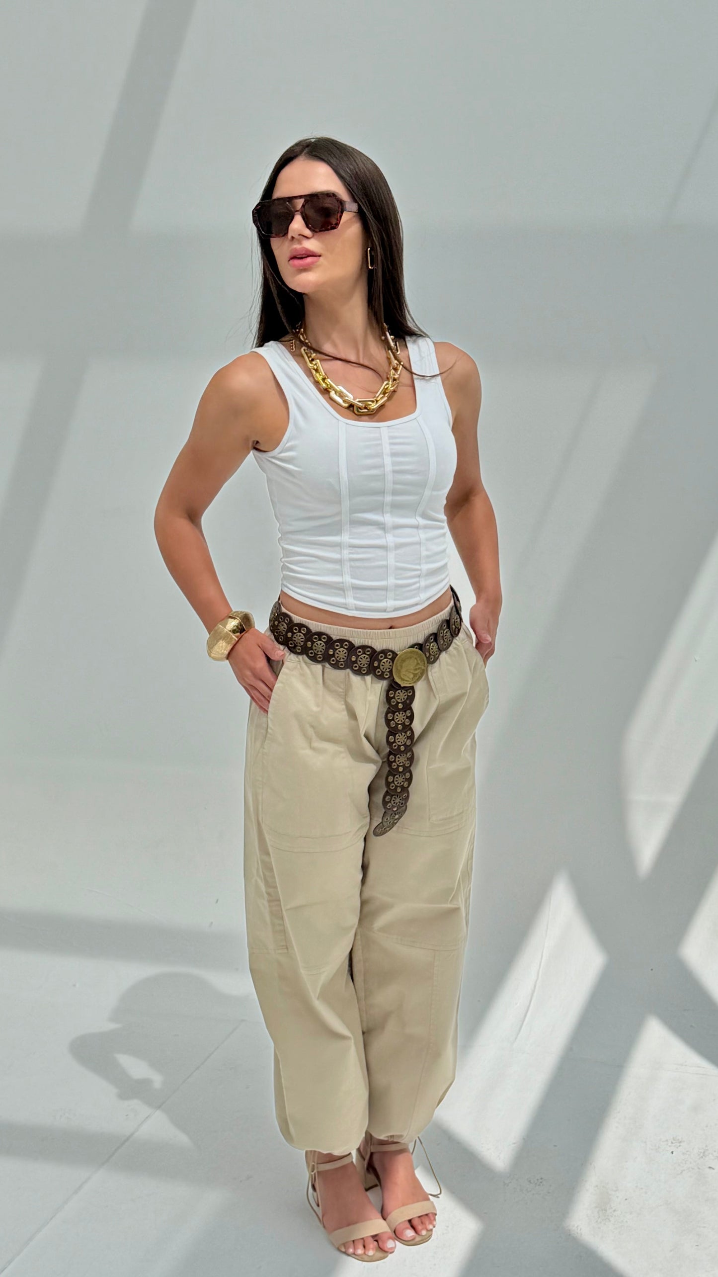 Gabardine balloon pants