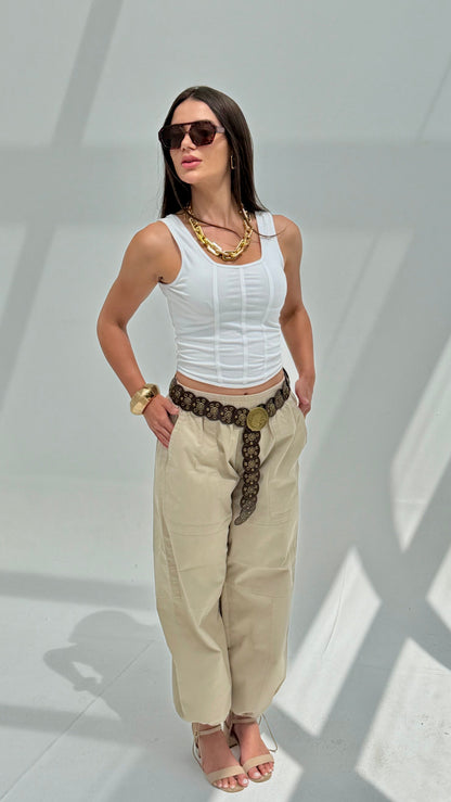 Gabardine balloon pants