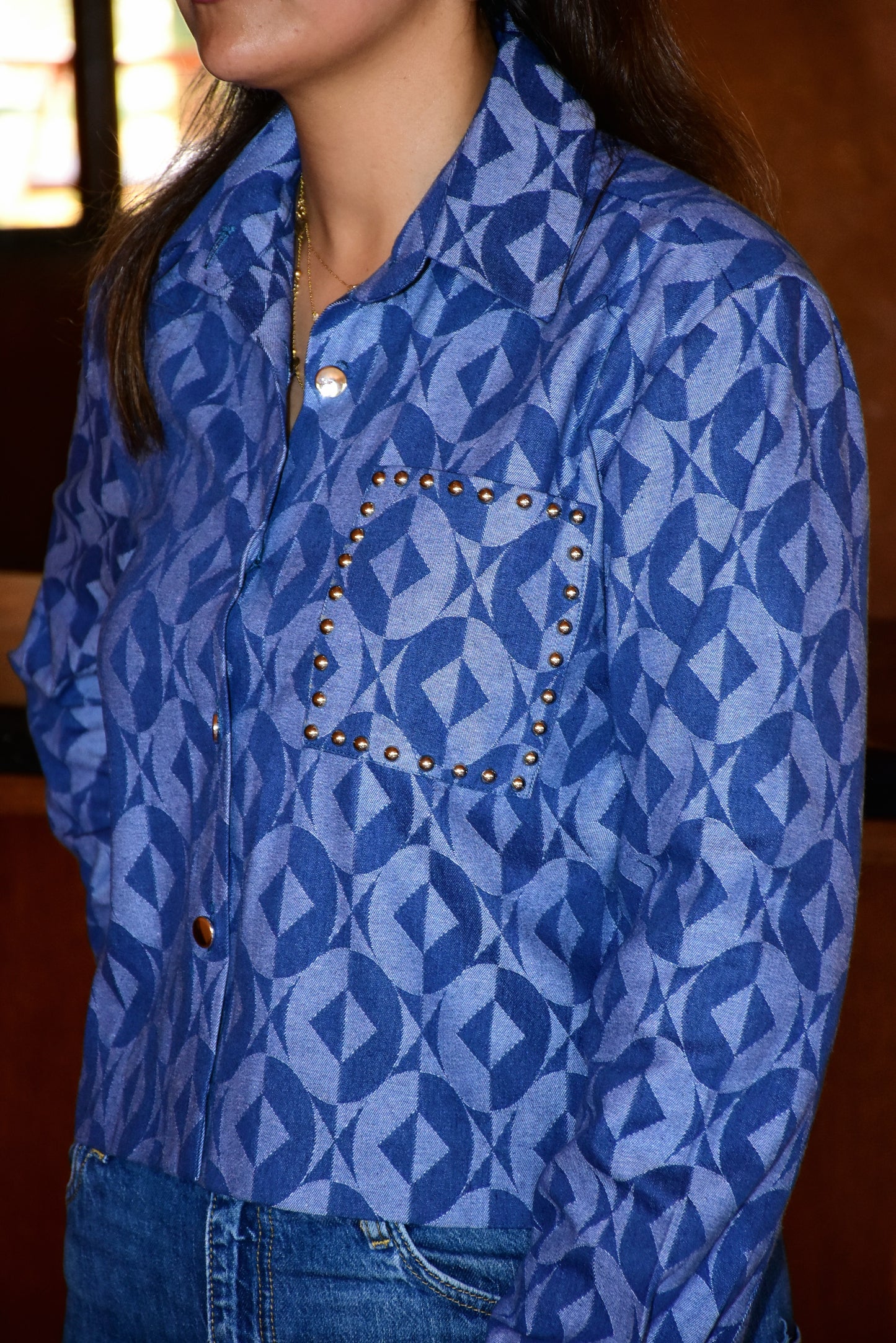 Patterned Denim Shirt