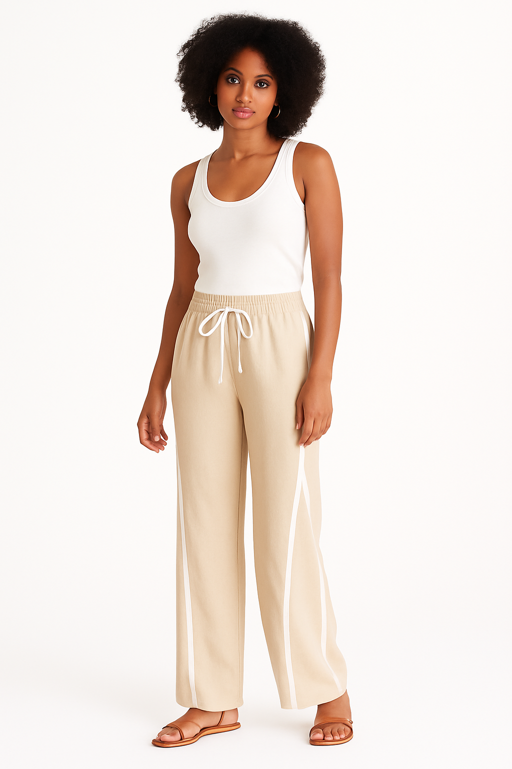 Linen silk striped pants