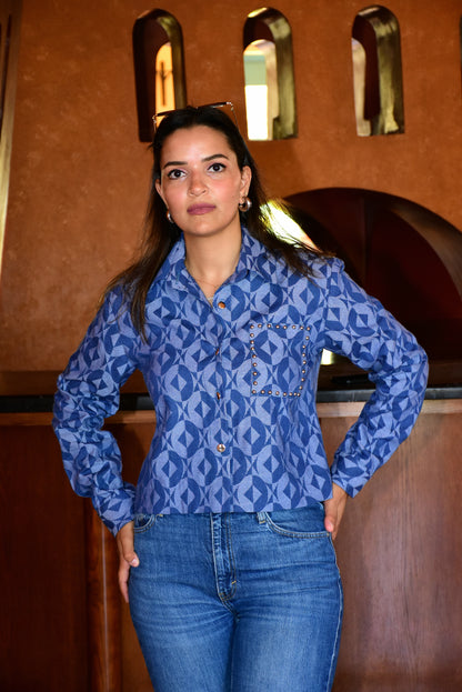 Patterned Denim Shirt
