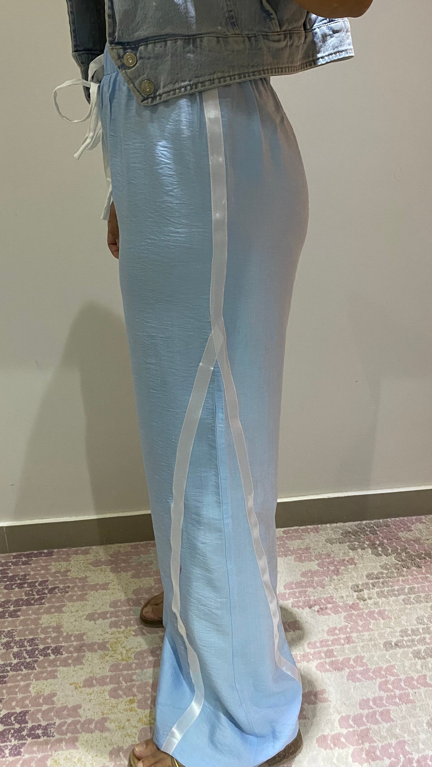 Linen silk striped pants