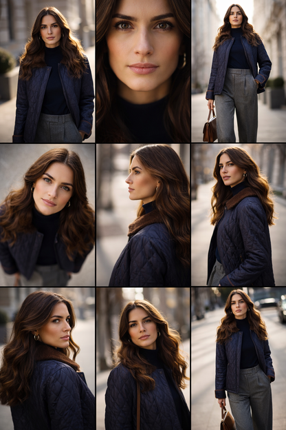 Denim puff jacket with fur collar