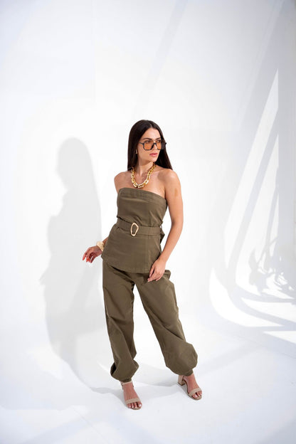 Olive Gabardine Set