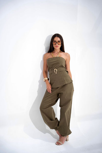 Olive Gabardine Set