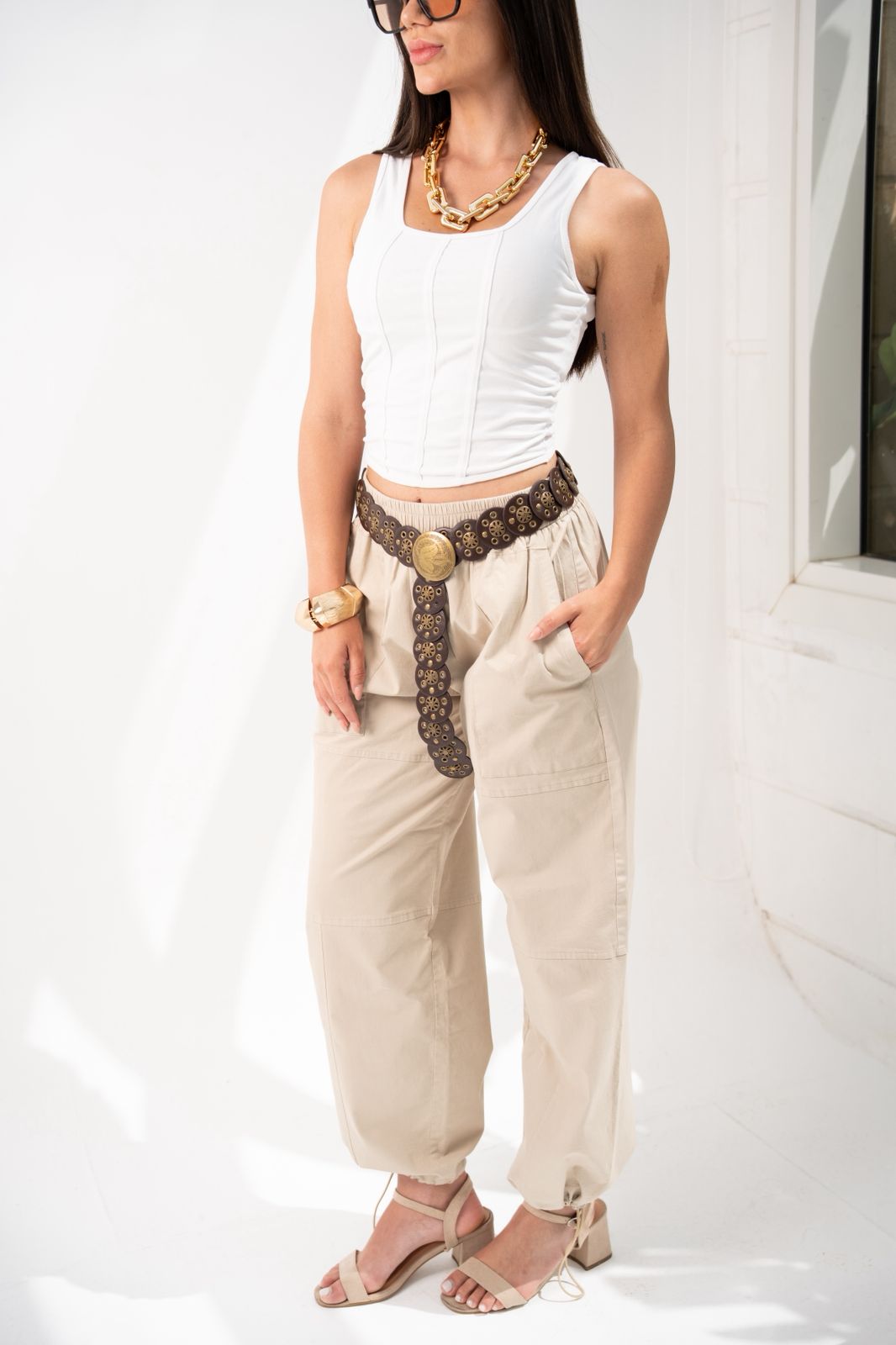 Gabardine balloon pants