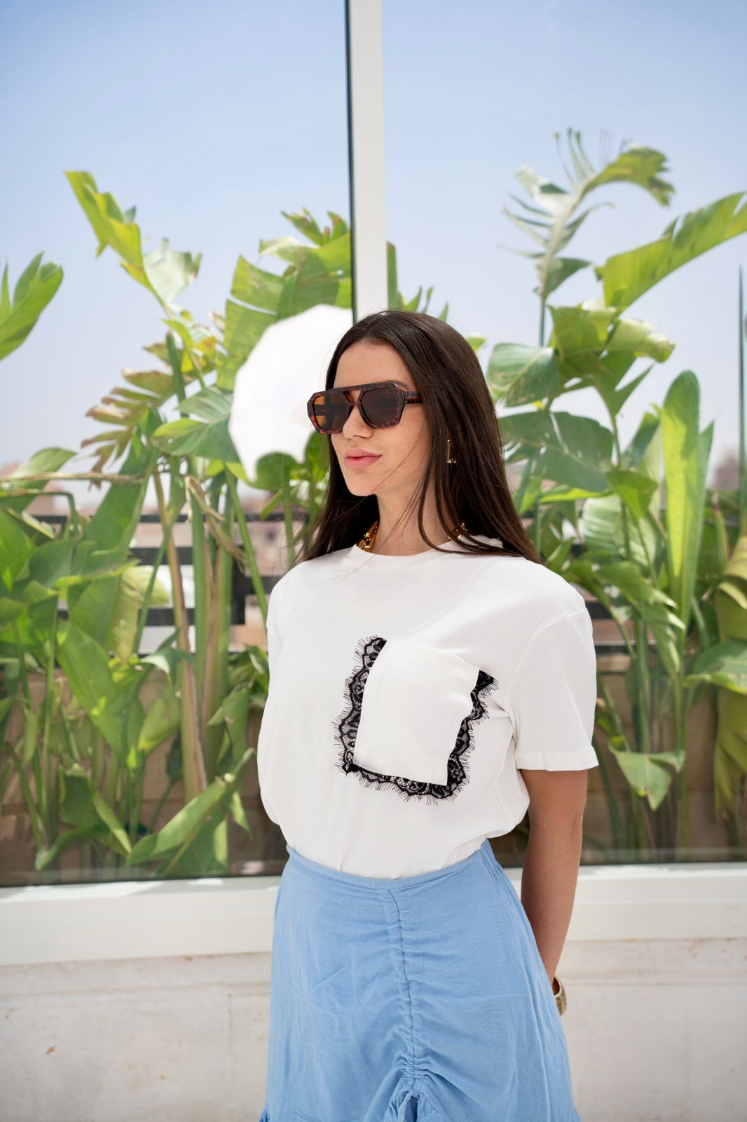 Dentelle pocket T-shirt