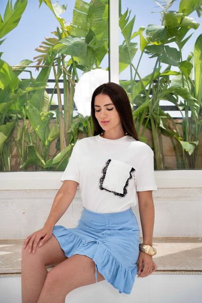Dentelle pocket T-shirt